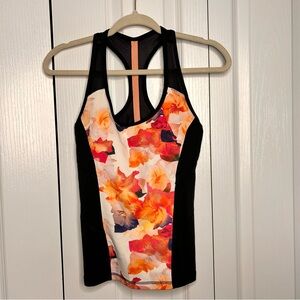 White House Black Market Women’s Athletic Floral‎ Black Tank Top Size XS Stretch